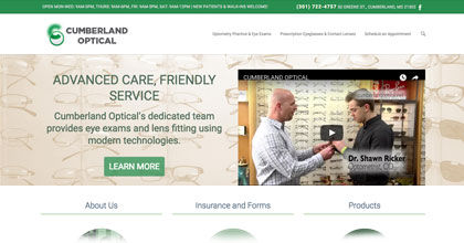 Cumberland Optical's responsive website